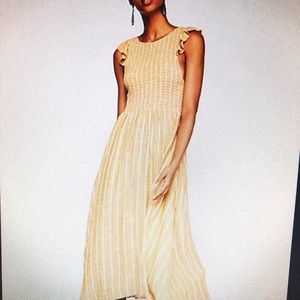 Free People Yellow Midi Butterflies Dress size XS